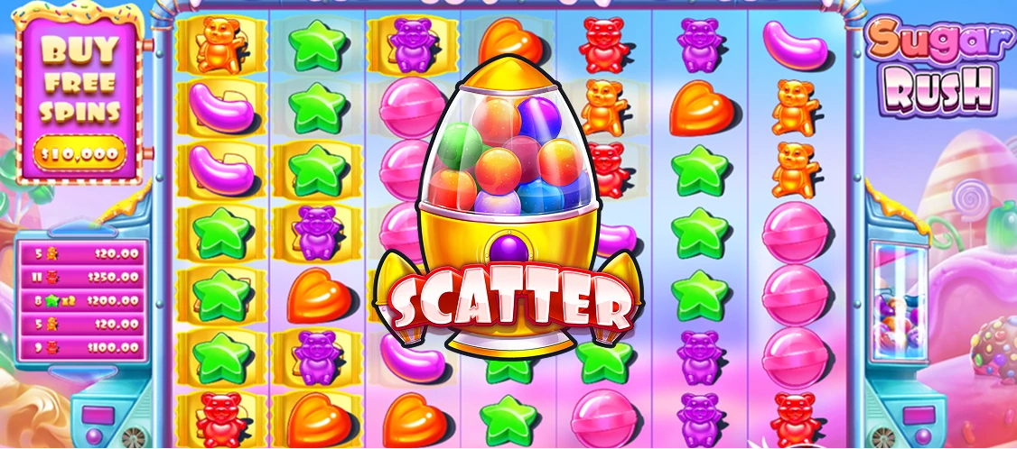 SugarRush Scatter σύμβολο στο ταμπλό