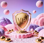 SugarRush VIP reward emblem with golden details
